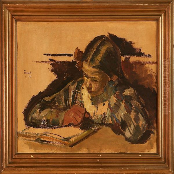 Reading Girl Oil Painting by Ludvig Find