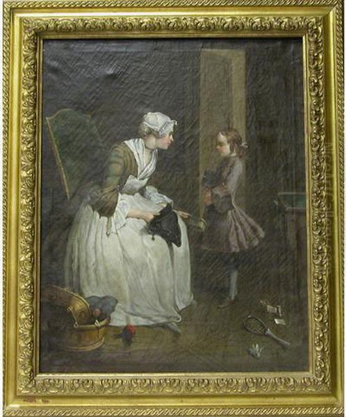 La Servante Et Le Jeune Marquis. Oil Painting by Francois Finet