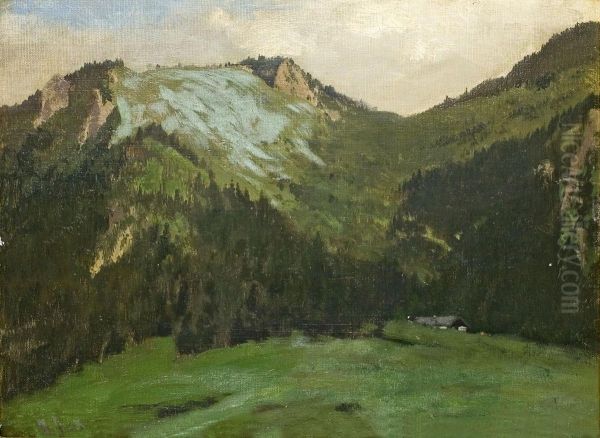 Gebirgslandschaft Oil Painting by August Fink