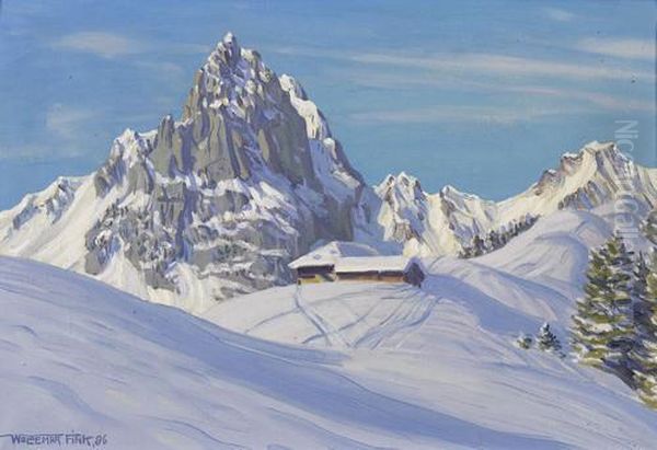 Winterliche Berglandschaft Oil Painting by Waldemar Fink