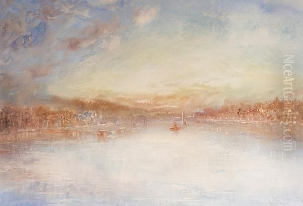 On The Thames Oil Painting by Herbert John Finn