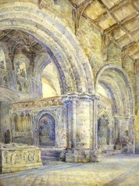 Interior Of A Church Crypt Oil Painting by Herbert John Finn