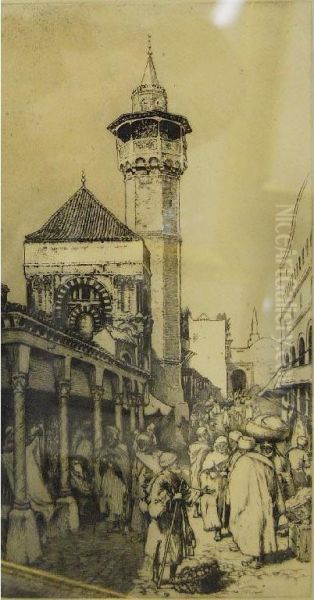 An Old Bazaar, Tunis Oil Painting by Joseph Finnemore