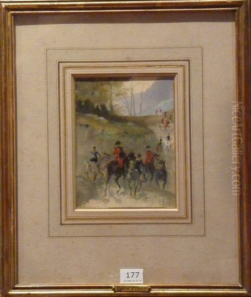 Scene De Chasse A Courre Oil Painting by Jules, Baron Finot