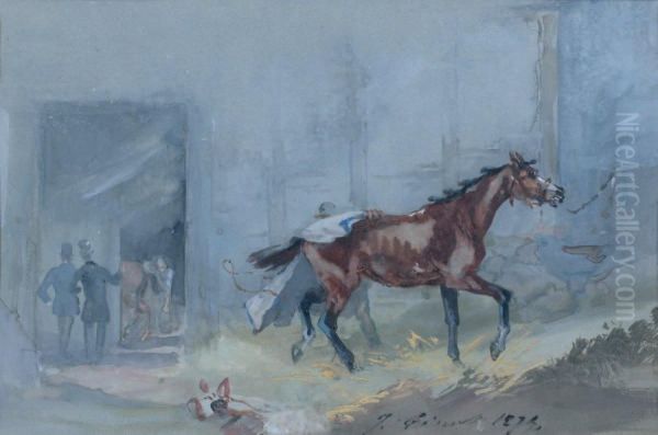  L'ecurie  Oil Painting by Jules, Baron Finot