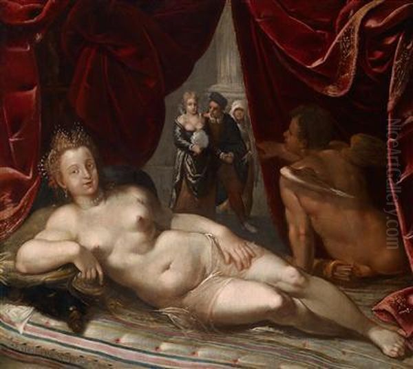 Venus Und Amor Oil Painting by Ludovicus Finsonius (see FINSON, Louis)