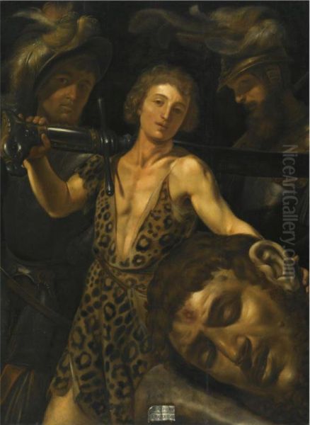 David With The Head Of Goliath Oil Painting by Ludovicus Finsonius (see FINSON, Louis)