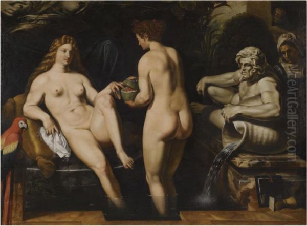 David And Bathsheba Oil Painting by Ludovicus Finsonius (see FINSON, Louis)