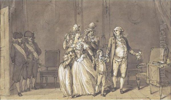 Les Adieux De Louis Xvi, 1791 Oil Painting by Ludovicus Finsonius (see FINSON, Louis)