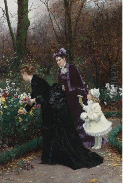 Le Jardin De La Marraine Oil Painting by Marie-Francois-Firmin Girard