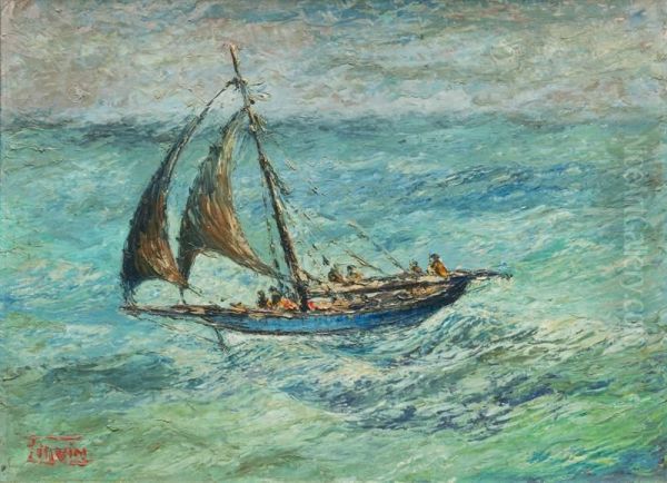 Bateau En Mer Oil Painting by Claude Firmin-Goy