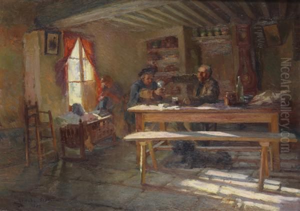 Les Buveurs Dans La Cuisine Oil Painting by Claude Firmin-Goy