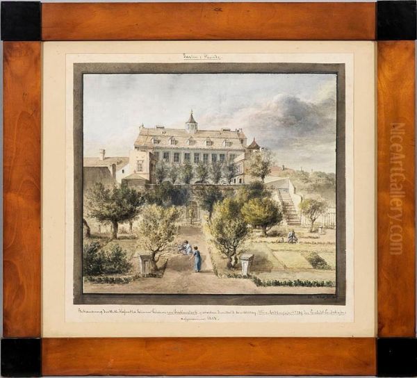 Gartenansicht Dervilla Des Hofrats Johann Melchior V. Birkenstock Inwien Oil Painting by Johann Heinrich Fischbach