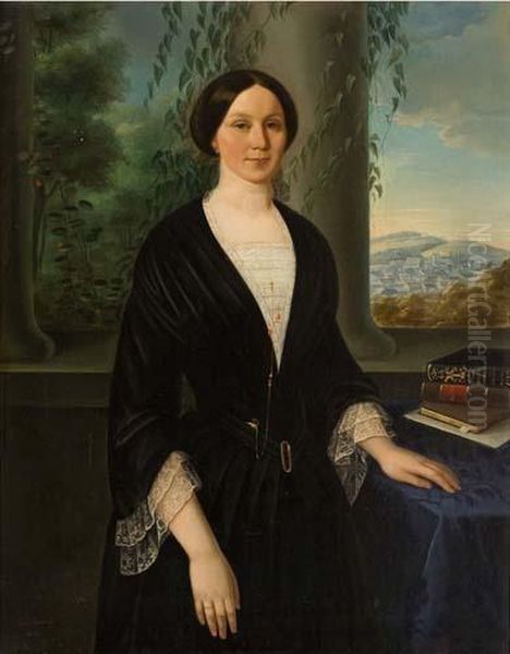 Dame In Schwarzem Oil Painting by Katharina Fischbach