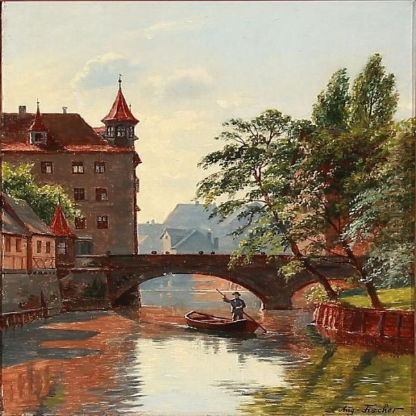 Museumsbro I Nurnberg Oil Painting by August Fischer