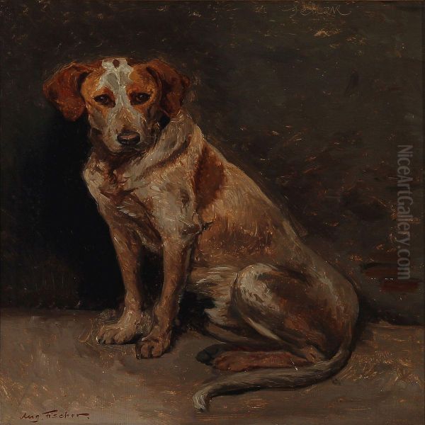 A Dog. Oil Painting by August Fischer