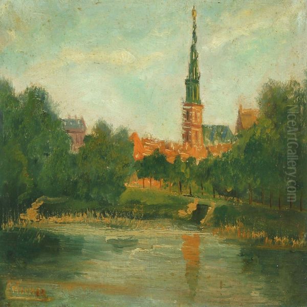 Church Of Oursaviour, Christianshavn Oil Painting by Edmund Fischer