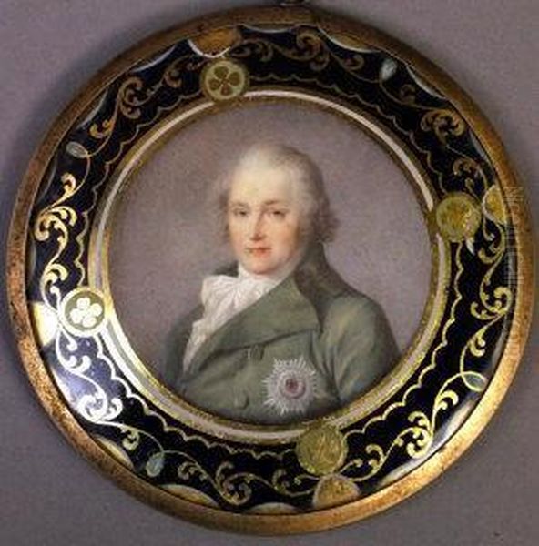 A Portrait Miniature Of A Gentleman Oil Painting by Johann George Paul Fischer