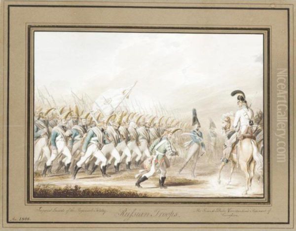 Tolstoy Imperial Guard Regiment And The Grand Duke Constantine's Regiment Of Curiassiers Of The Imperial Russian Army In 1806 Oil Painting by Johann George Paul Fischer