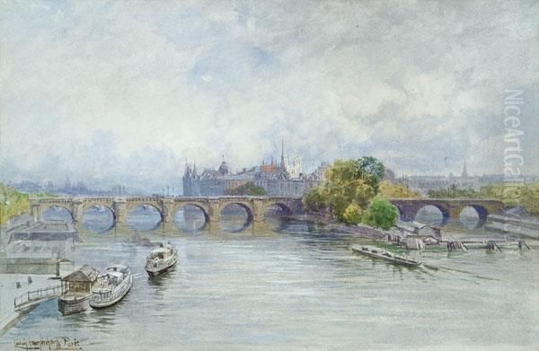 Paris, Blick Auf Die Seine Oil Painting by Ludwig Hans Fischer