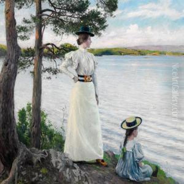 Ved Hvalstad Ved Kristianiafjord Oil Painting by Paul-Gustave Fischer