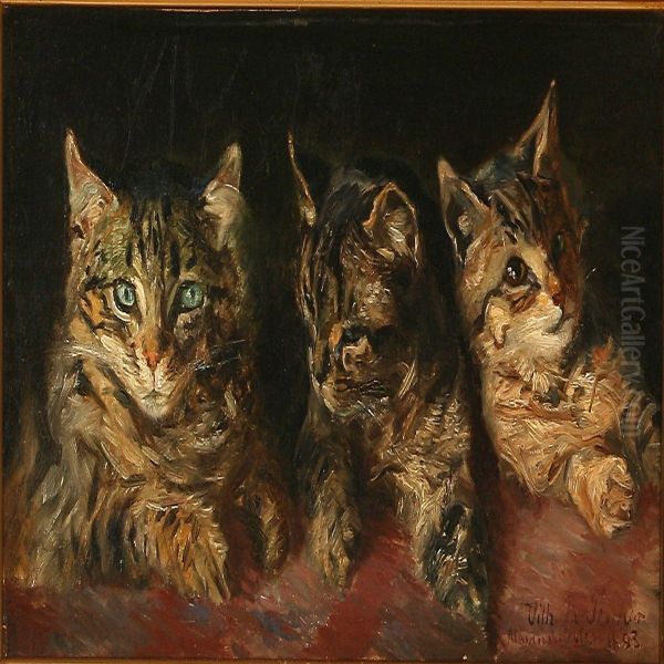 Three Cats Oil Painting by Vilhelm Theodor Fischer