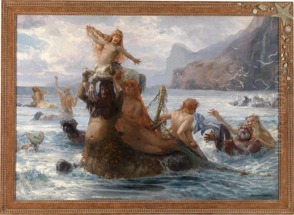 Bathingnymphs Oil Painting by Ernst Albert Fischer-Corlin