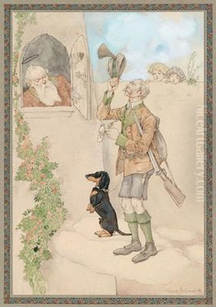 A Hunter And His Dachshund At Heaven