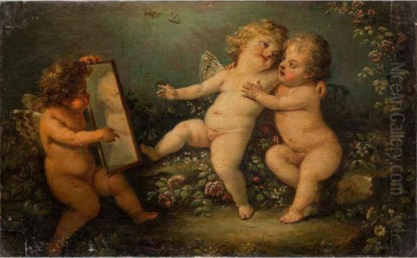 Giochi Di Putti Oil Painting by Fedele Fischetti