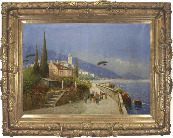 Italienische Kustenlandschaft Oil Painting by Georg Fischof