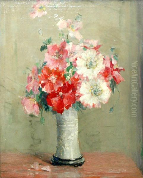 Still Life With A Vase Of Carnations Oil Painting by Anna S. Fisher