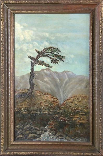 Lone Tree In Landscape Oil Painting by Anna S. Fisher