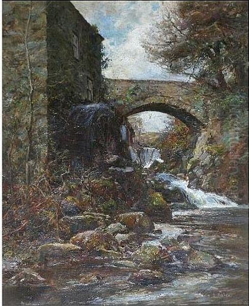 Pontwgan Mill Oil Painting by Benjamin Fisher