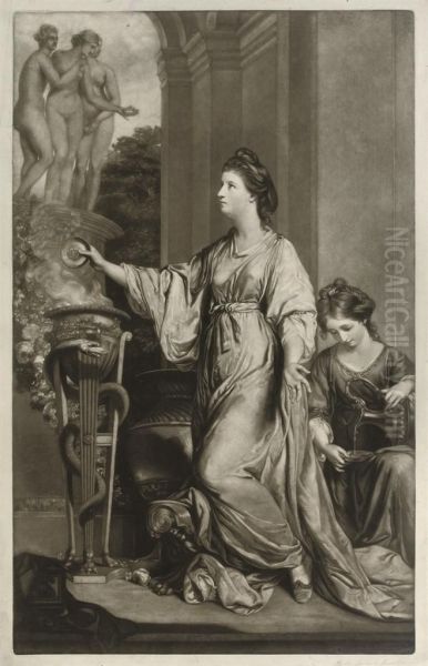 Lady Sarah Bunbury, (sacrificing To The Graces) Oil Painting by Edward Fisher