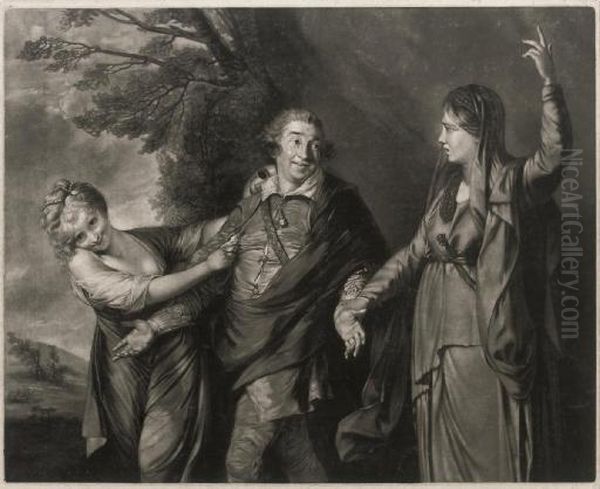 Garrick Between Tragedy And Comedy Oil Painting by Edward Fisher