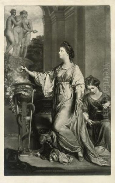 Lady Sarah Bunbury, Sacrificing To The Graces Oil Painting by Edward Fisher