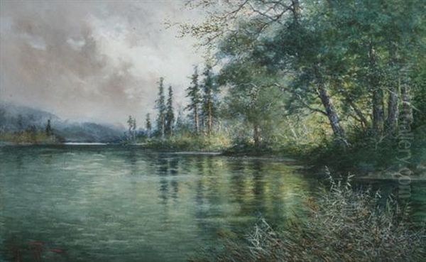 By The Lake Oil Painting by Hugo Anton Fisher