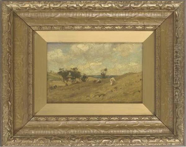 The Pond Road; And Surrey Uplands Oil Painting by J.H. Vignoles Fisher