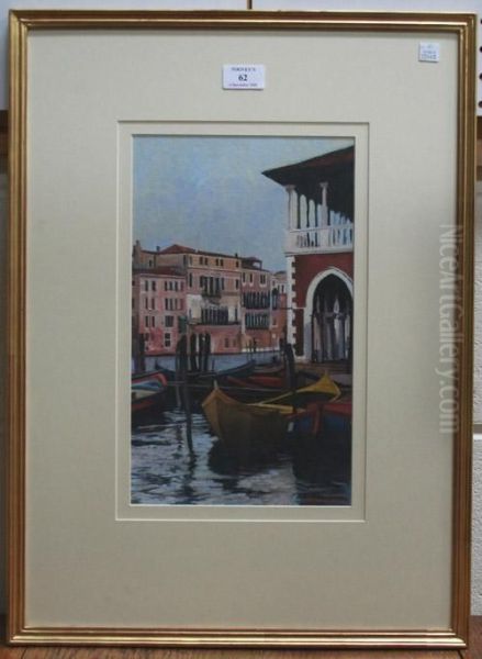 Workboats At Rest; The Vegetable Market From The Rialto Oil Painting by John Fisher