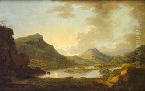 A View Of The Canal Between The Lakes Of Killarney, From Near Coleman's Eye, The Entrance Of The Upper Lake Oil Painting by Jonathan Fisher