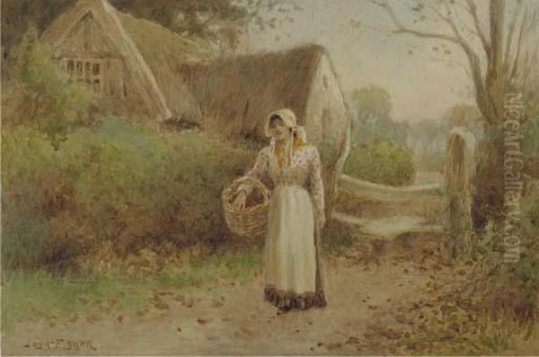 The Primrose Gatherers; And Off To Market Oil Painting by Joshua Fisher