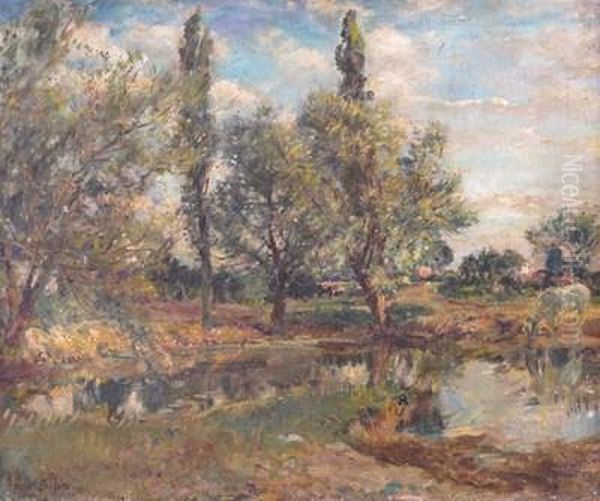 The Pond, Widdington, Essex Oil Painting by William Mark Fisher