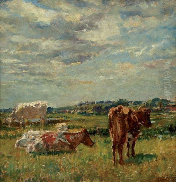 Vaches Aux Paturages Oil Painting by William Mark Fisher