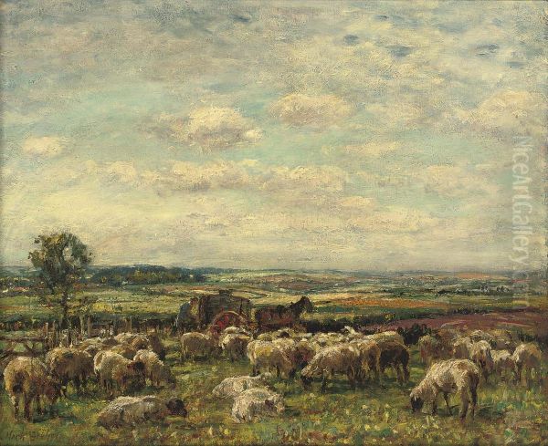 A Sheepfold Oil Painting by William Mark Fisher