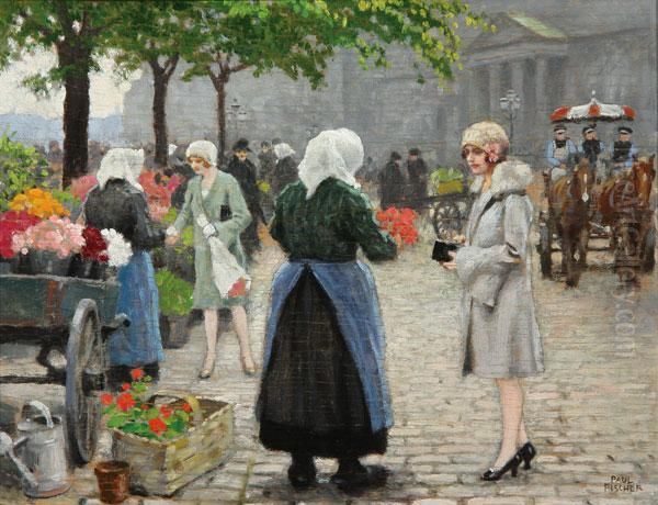 Flower Market Oil Painting by Paul-Gustave Fischer