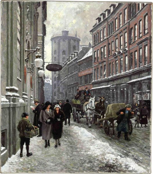 Kobmagergade Oil Painting by Paul-Gustave Fischer