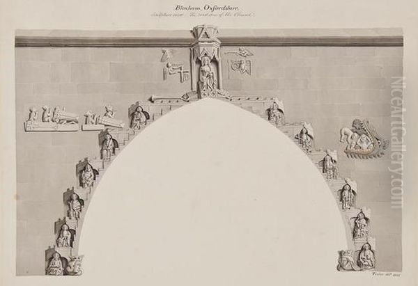 Studies Of Sculpture And Architectural Carving In Bloxham Church, 
Oxfordshire Oil Painting by Thomas Fisher