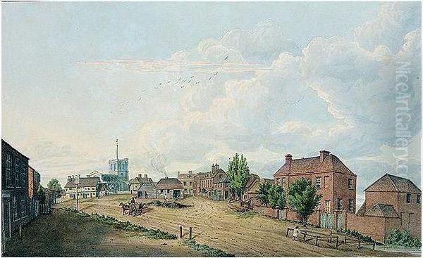 The High Street Toddington, Bedfordshire Oil Painting by Thomas Fisher