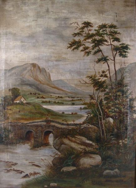 Landscape With Bridge Oil Painting by Frank Livingston Fithian