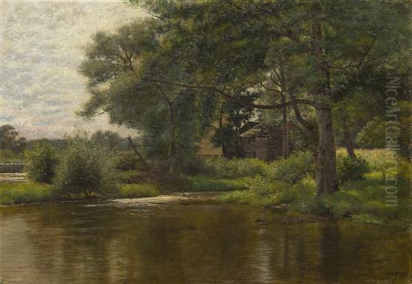 Cabin Near The River Oil Painting by William Crothers Fitler